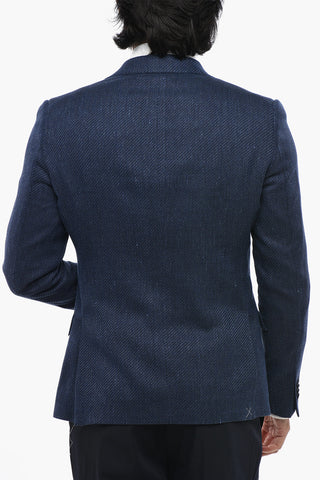 CC COLLECTION Blazer in Lana Vergine e Lino con Tasche ad Aletta