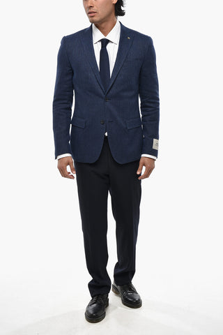 CC COLLECTION Blazer in Lana Vergine e Lino con Tasche ad Aletta