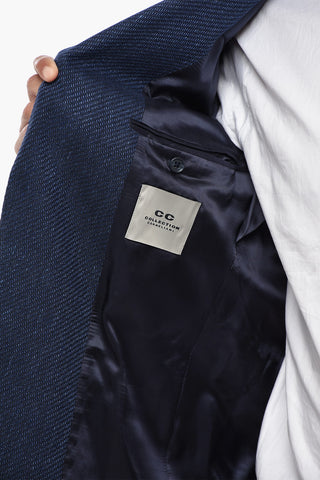 CC COLLECTION Blazer in Lana Vergine e Lino con Tasche ad Aletta