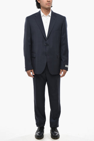 2-Button Virgin Wool Suit with Flap Pockets