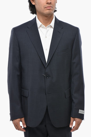 2-Button Virgin Wool Suit with Flap Pockets