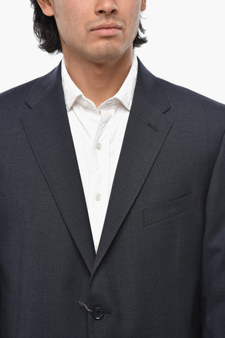 2-Button Virgin Wool Suit with Flap Pockets