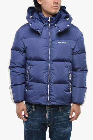 Gesteppte Nylon-Steppjacke mit abnehmbarer Kapuze