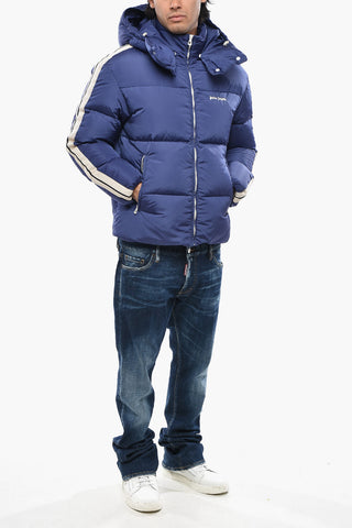 Gesteppte Nylon-Steppjacke mit abnehmbarer Kapuze