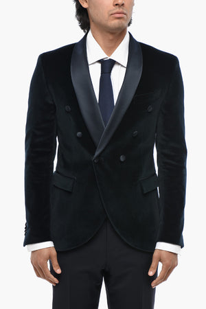 CODE Velour Blazer with Satin Shawl Lapel