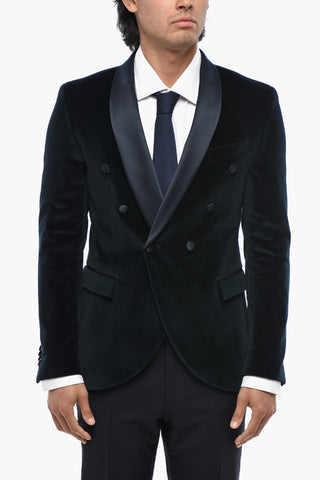 CODE Velour Blazer with Satin Shawl Lapel