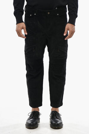 Ribbed Velour Biker Pants with Ankle Zip