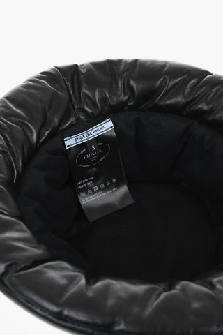 Cappello Bucket in Pelle Imbottita