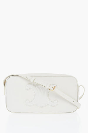 Borsa a Spalla in Pelle con Logo in Rilievo