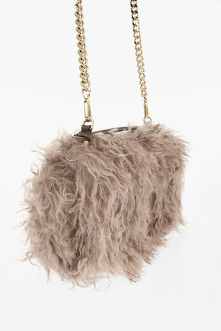 Shearling-Tasche mit Kette