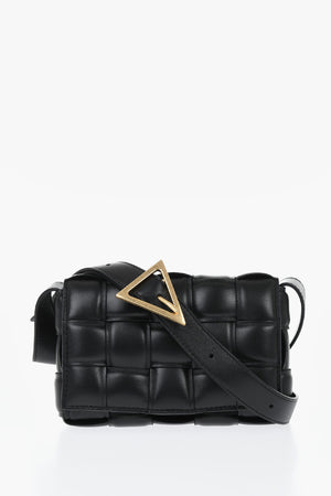 Woven Leather Shoulder Bag with Iconic Buckle
