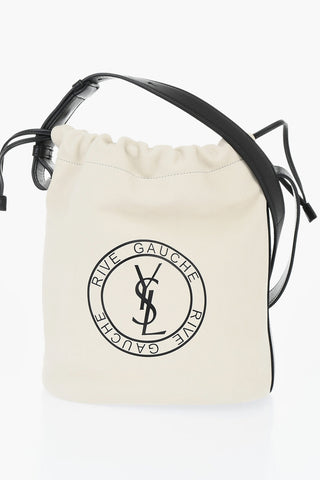 Leather Bucket Bag with Printed Logo