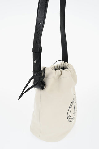 Leather Bucket Bag with Printed Logo