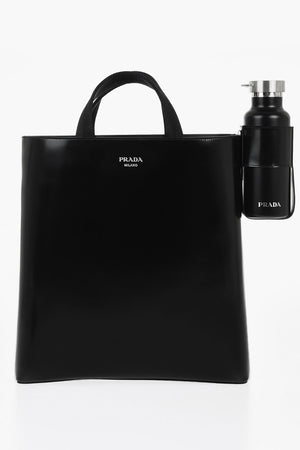 Brushed-Leather Tote Bag With Matching Water Bottle