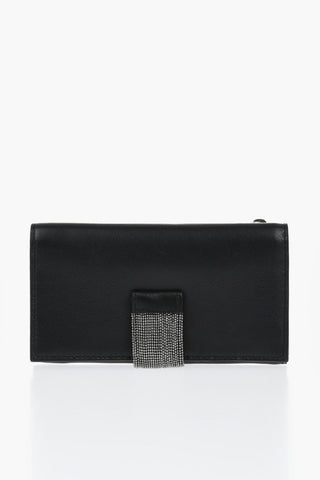 Leather Wallets With Jewel Closure