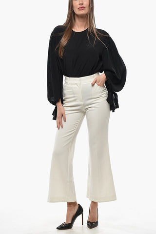 Wool-Blend 5-Pocket Pants with Bootcut Hem