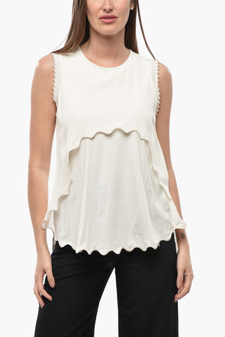 Chiffon Sleeveless Top with Embroidered Edges