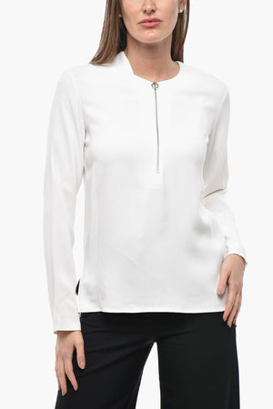 Chiffonbluse mit Halbreißverschluss