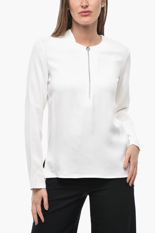 Chiffonbluse mit Halbreißverschluss