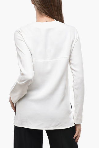 Chiffonbluse mit Halbreißverschluss
