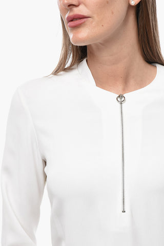 Chiffonbluse mit Halbreißverschluss