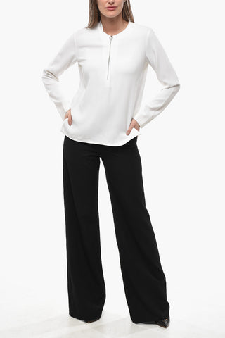 Chiffonbluse mit Halbreißverschluss