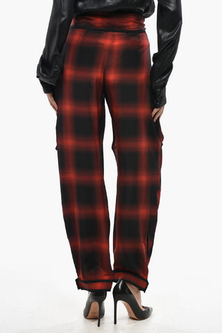 Pantaloni in Seta BISSIE con Motivo a Quadri