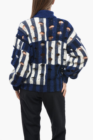 Turtleneck Sweater SHIBORI Distressed Alpaca-Blend