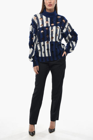 Turtleneck Sweater SHIBORI Distressed Alpaca-Blend