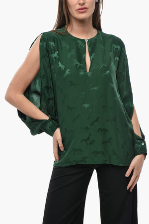 Bluse HORSE aus Jacquard-Mischseide