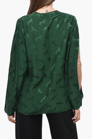 Mixed-Silk Jacquard Blouse HORSE