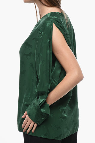 Mixed-Silk Jacquard Blouse HORSE