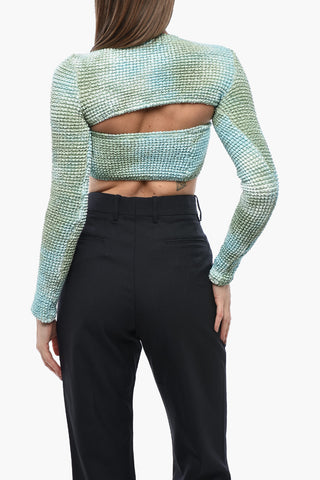 Top a Fascia e Coprispalle in Tessuto Smock