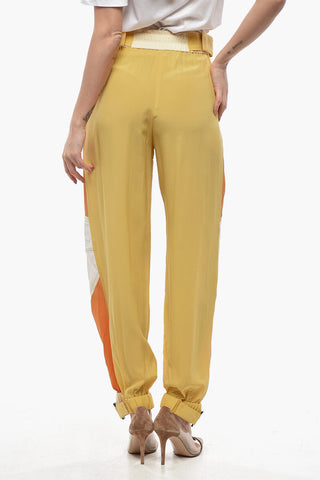 Pantaloni Patchwork LACEY in Seta con Polsini