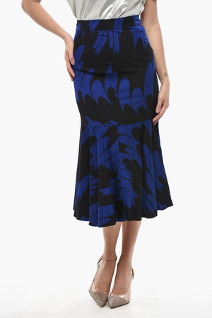 Floral Satin Skirt HAYA with Flared Hem