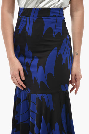 Floral Satin Skirt HAYA with Flared Hem