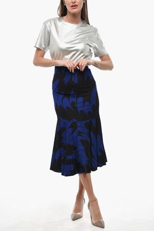 Floral Satin Skirt HAYA with Flared Hem