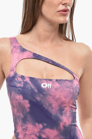 Tie-Dye-Ein-Schulter-Badeanzug mit Cut-out