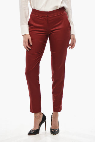Pantaloni a Vita Bassa in Lana con Chiusura Nascosta