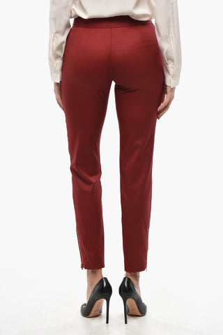 Pantaloni a Vita Bassa in Lana con Chiusura Nascosta