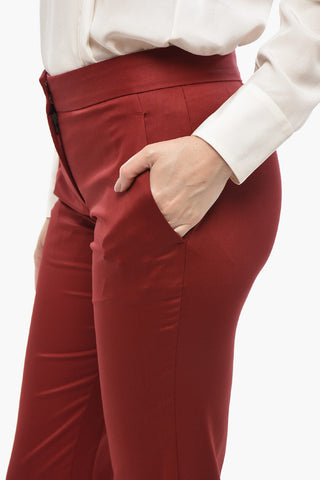 Pantaloni a Vita Bassa in Lana con Chiusura Nascosta