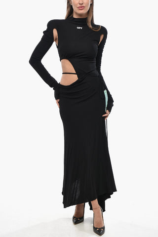 Viscose Flared Dress With Cut-Outs