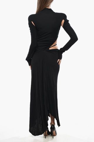 Viscose Flared Dress With Cut-Outs