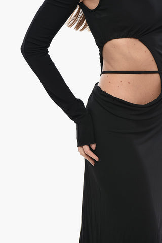 Viscose Flared Dress With Cut-Outs