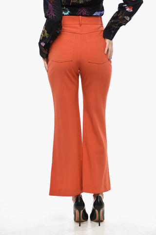 Wool-Blend 5-Pocket Pants with Bootcut Hem