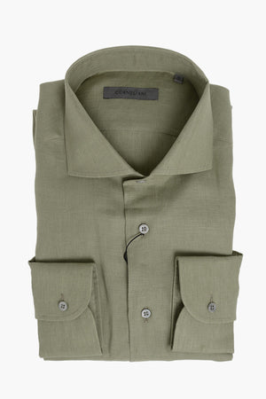 Solid Linen Shirt with French Collar