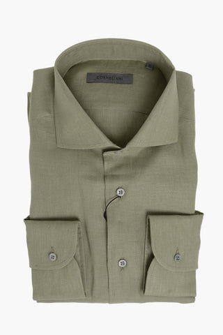 Solid Linen Shirt with French Collar
