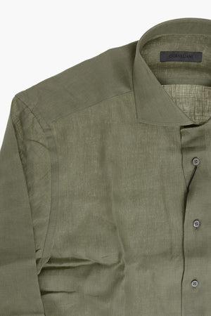 Solid Linen Shirt with French Collar
