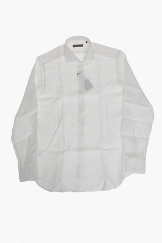 Camicia in Puro Lino con Collo Francese