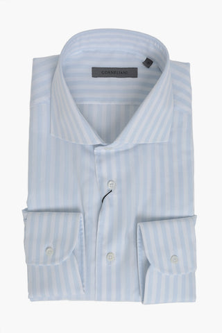 Two-Tone Striped Shirt With French Collar